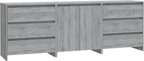vidaXL Servantă, 3 piese, sonoma gri, lemn prelucrat