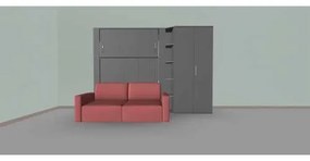 Set pat rabatabil dublu (150X200), canapea 2 locuri, 1 dulap (100 cm) si 1 mini biblioteca 24 cm - NOVA Wardrobe&amp;Fancy Sofa Set