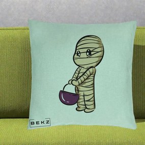 Perna Decorativa Halloween Mummy Kawaii cu Cos, 40x40 cm, Verde Menta, Husa Detasabila, Perna Inclusa, BEKZ®