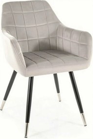 Scaun NUXE, gri deschis/negru, stofa catifelata/metal, 56x42x83 cm