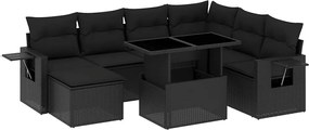 vidaXL Set mobilier de grădină cu perne, 9 piese, negru, poliratan