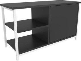 Comoda TV MUSKEGON, alb/gri antracit, PAL melaminat/metal, 90x35x51 cm