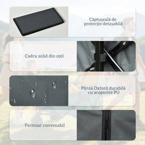Outsunny Cărucior de Grădină cu Mâner Telescopic, Cărucior Metalic cu Spațiul de Depozitare din Material Oxford, 108x55 cm, Gri