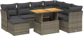 vidaXL Set canapele de grădină cu perne, 8 piese, gri, poliratan