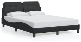 3208177 vidaXL Cadru de pat cu tăblie, negru, 140x190 cm, piele ecologică