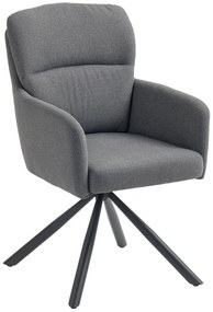 HOMCOM Scaun de dining capitonat, scaun de bucatarie cu perne groase, brate, picioare metalice, Gri | Aosom Romania