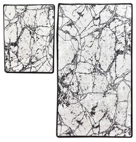 SET 2x covoraș pentru baie MARBLE 60/100 cm alb/negru