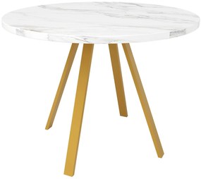 Masă rotundă pentru 4 persoane, Alb+Auriu | Aosom Romania