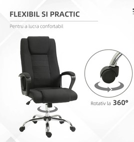 Vinsetto Scaun de Birou Ergonomic, Basculant și Captusit cu Înălțime Reglabilă, 62x76x110-119 cm, Negru | Aosom Romania