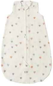 Sac de dormit de vara pentru copii din muselina dubla 0-6 luni Kidizi Color Hearts bumbac 100%, 0.3 tog