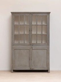 Vitrina din lemn de mango, metal si sticla, cu 4 usi, cu aspect vintage, Cheverny