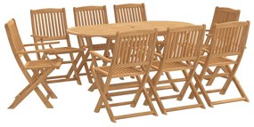 3214239 vidaXL Set mobilier de grădină, 9 piese, lemn masiv de acacia