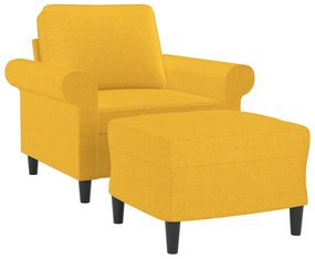 Fotoliu canapea cu taburet, galben deschis, 60 cm, textil Galben deschis, 92 x 77 x 80 cm