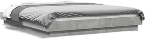 vidaXL Cadru de pat cu lumini LED gri beton 150x200 cm, lemn prelucrat