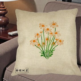 Perna Decorativa Margarete Camp, 40x40 cm, Crem, Husa Detasabila, Perna Inclusa, BEKZ®
