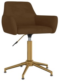 331126 vidaXL Scaun de bucătărie pivotant, maro, catifea