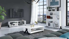 Set de mobilier VIK Alb Mat - DULAP Radio TV/ PENTRU PENTRU TV + MASĂ / BANCĂ + BIBLIOTECĂ | SET DE MOBILIER CAMERA DE ZI