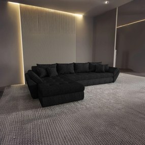 Colțar extensibil dumonde cu ladă de depozitare si sezut confortabil din spuma high-density, Loana XL Enjoy Negru 335x185 cm