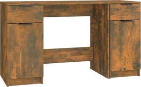 vidaXL Birou cu dulap lateral, stejar afumat, lemn prelucrat