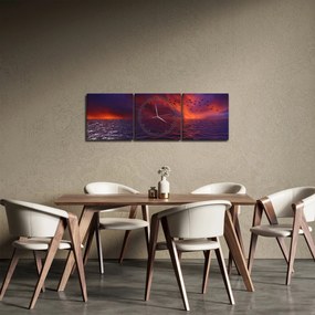 Tablou cu mare și păsări (cu ceas) (90x30 cm)