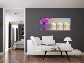 Tablou cu lumânări pe apă (120x50 cm)