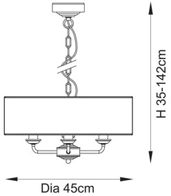 Lustră pe lanț Endon 110723 HIGHCLERE 3xE14/40W/230V bej/alamă