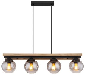 Lustra suspendata stil vintage CONNI 4L lemn inchis