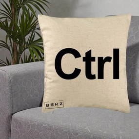 Perna Personalizata Tasta Ctrl Tipografie Bold, 40x40 cm, Bej, Husa Detasabila, Perna Inclusa, BEKZ®