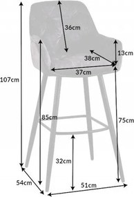 Set 2 scaune de bar Milano catifea gri