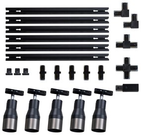 Sistem modern de iluminat pe șine cu 5 spoturi metalice, monofazat - Iconic Kohua