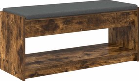 vidaXL Bancă pentru hol cu pernă Stejar Afumat 103 x 38 x 45 cm