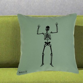 Perna Decorativa Halloween Schelet Dansator, 40x40 cm, Verde, Husa Detasabila, Perna Inclusa, BEKZ®