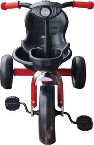 Tricicleta cu pedale NOVOKIDS™ Falcon Trike, Cu melodii si lumini, Max 30 kg, Roti din spuma cauciucata EVA, Cadru metalic, Model motocicleta, Rosu