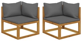 vidaXL Canapele colț modulare, 2 buc., cu perne, lemn masiv acacia