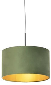 Lampă suspendată cu abajur din catifea verde cu auriu 35 cm - Combi