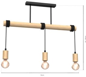 Lustră aplicată VIGA 3xE27/60W/230V lemn