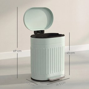HOMCOM Coș de gunoi 20L cu pedală și capac coș interior detașabil funcție Soft-Close 36,5 x 31,2 x 45 cm, Grün | Aosom Romania
