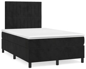 3270009 vidaXL Pat box spring cu saltea, negru, 120x190 cm, catifea