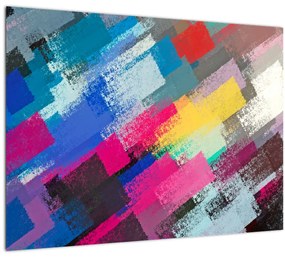 Tablou pe sticlă - Dungi colorate cu pensula (70x50 cm)