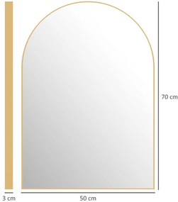 HOMCOM Oglindă murală curbată oglindă de baie cu cadru din aliaj de aluminiu pentru dormitor living intrare 50 × 70 cm aur | Aosom Romania