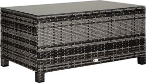 Outsunny Măsuță de grădină blat din sticlă securizată 5 mm ratan împletit 85 x 50 x 39 cm Max. 70 kg gri | Aosom Romania