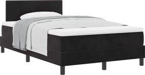 vidaXL Pat cu arcuri cu saltea cu headboard Negru 120 x 190 cm Catifea