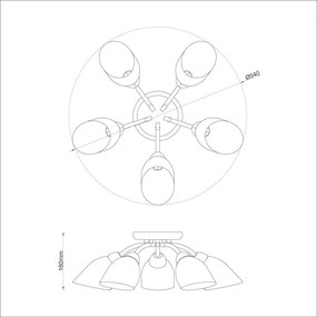 Lustră aplicată PORTOS, 5 x E14, 10 W, 230 V, crom lucios
