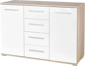 Comoda LIMA KM4, alb/stejar sonoma, PAL, 116x40x82 cm