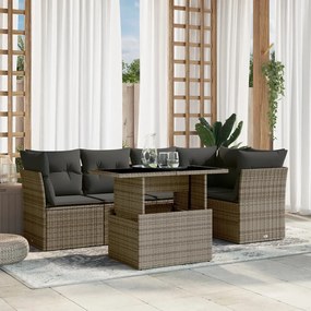 3266570 vidaXL Set mobilier grădină cu perne, 6 piese, gri, poliratan