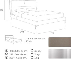 Pat dublu tapitat, design LUX Althea, 160x200cm
