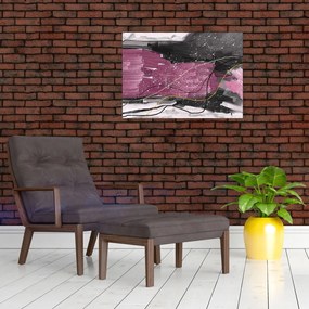 Tablou pe sticlă - Abstracție roz-roșu (70x50 cm)
