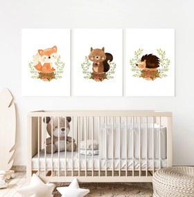 PIPPER | Set de tablouri pentru copii - Animale pe un trunchi de copac