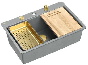 Statie de lucru incastrata Quadron Unique Marc 110 gri - auriu 1 cuva 75x49 cm