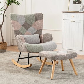 Scaun balansoar cu suport pentru picioare și pernă lombară, design ergonomic, Colorat